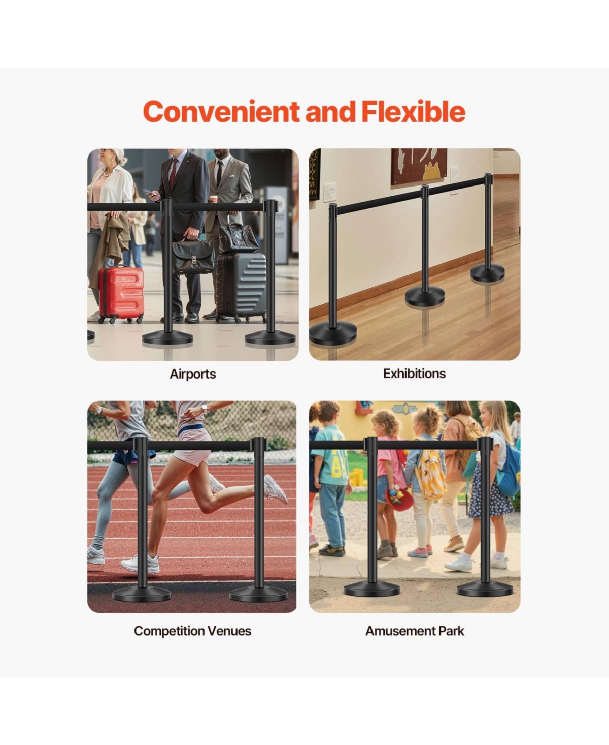 Yescom 6 Piece Crowd Control Stanchion Set with Retractable Belts for Exhibitions