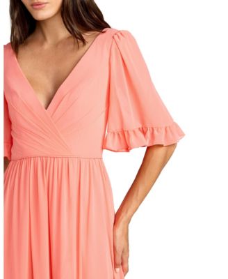 Women's Ieena Faux Wrap Ruffle Trim A Line Gown