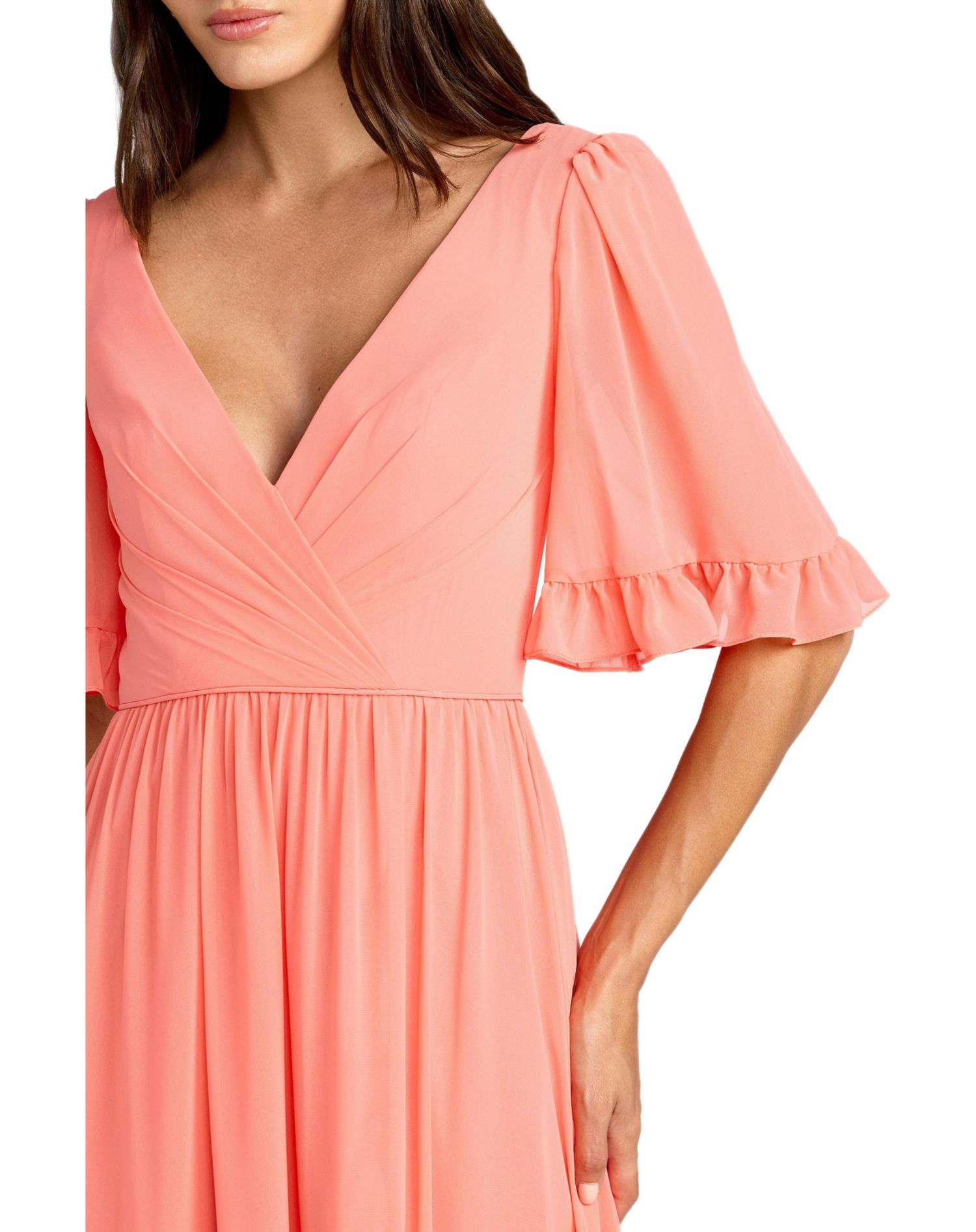 Women's Ieena Faux Wrap Ruffle Trim A Line Gown