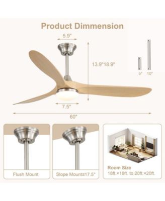 60-inch Modern Sand Nickel 3-blade Ceiling Fan Light With Remote Control Supports Mobile Phone Connection And Voice Function