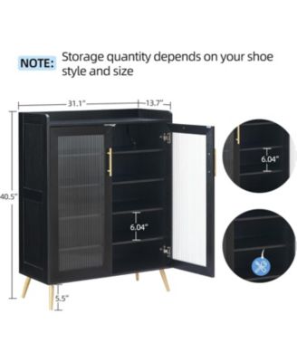 5-Tier Shoe Cabinet with Glass Front Doors, Durable Storage Organizer Featuring Reinforced Support Legs, Modern Shoe Rack for Entryway