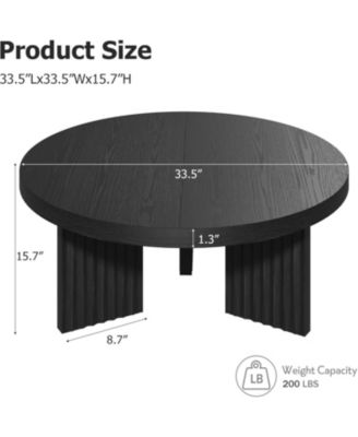 335" Round Coffee Table, Circle Center Table with Fluted Legs & 13" Thick Top, Accent Cocktail Tables for Living Room, Bedroom, Easy Assembly