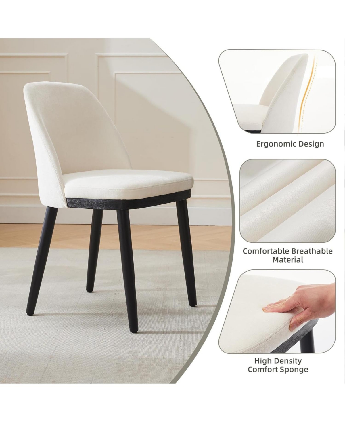 gaomon Upholstered Dining Chairs Set of 6, Modern Kitchen Chairs with Thick Cushions