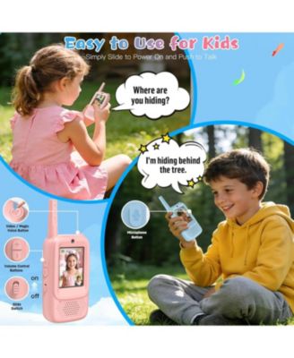 Kids Video 2 Pack Walkie Talkies with Screen & Voice Effects for Family/Camping/Hiking, Christmas Birthday Gifts