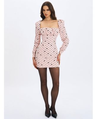 Women's Perla Baby ruched Bust Velvet-Embossed Bow Mini Dress