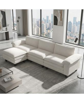 Sectional Sofa, L Shaped Couch with Deep Seat, Ottoman,