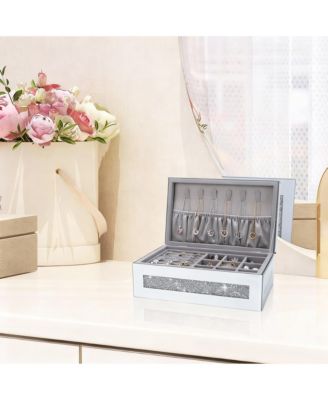 Crystal Glass Jewelry Box with Mirror for Women