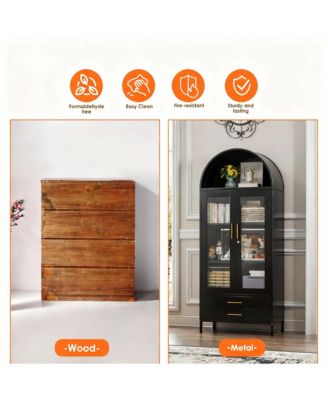 Stylish Metal Arched Bookshelf Cabinet for Home Office and Living Room