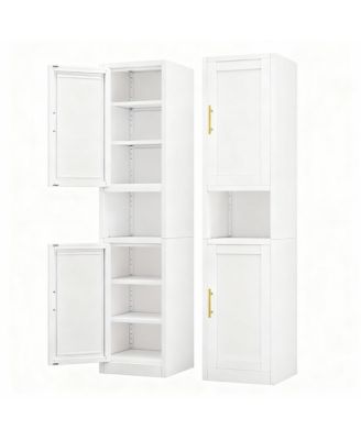 Tall Narrow Bathroom/Kitchen Storage Cabinet with 2 Doors & 4 Shelves