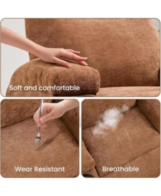 360° Swivel Rocking Recliner Chair, Manual Fabric Nursery Recliner Glider with with Massage and Heating, Extented Footrest