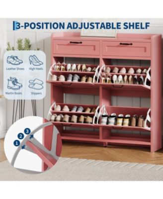 Shoe Cabinet with 4 Flip Drawers & 2 Top Drawers, Wooden Shoe Storage Cabinet, Adjustable Shelves, Freestanding Organizer for Entryway, Hallway