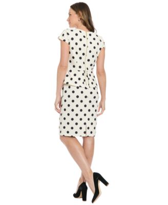 Petite Boat Neck Polka-Dot Sheath Dress