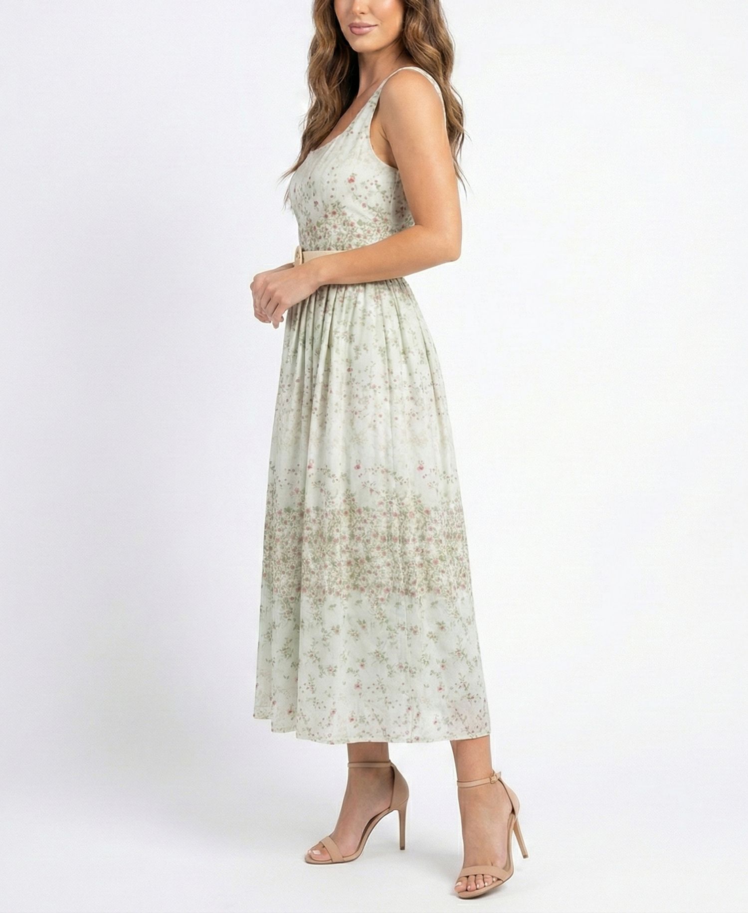 Petite Scoop Neck Belted Dress