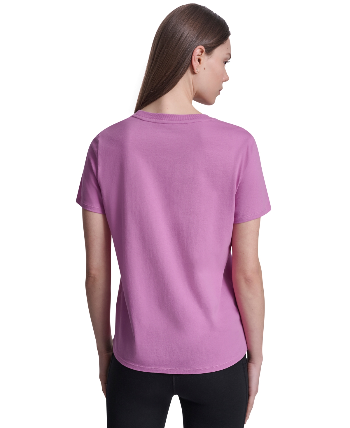 Dkny Sport Women's Rhinestone Varsity Logo Relaxed Fit Pull-On T-Shirt