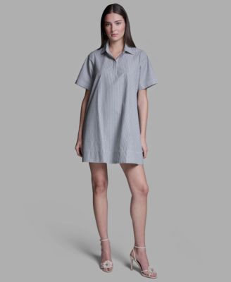 Women's Collared Neck Short-Sleeve Babydoll Mini Dress
