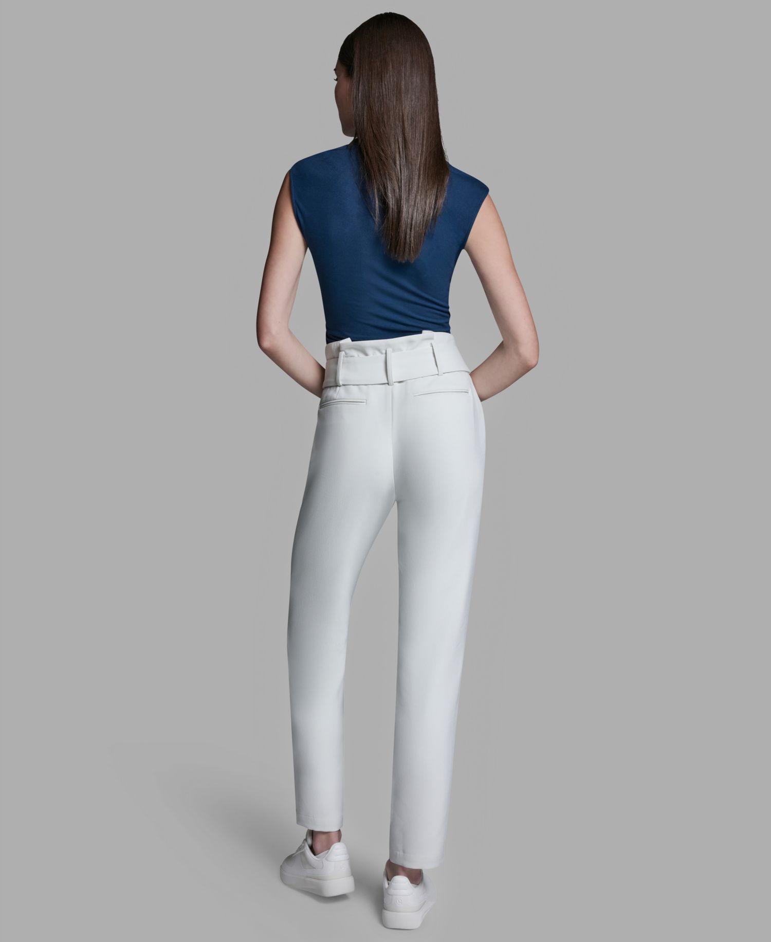 Women's High-Rise Tie Detail Straigh-Leg Pants
