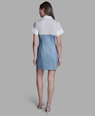 Women's Collared Neck Short-Sleeve Mini Dress