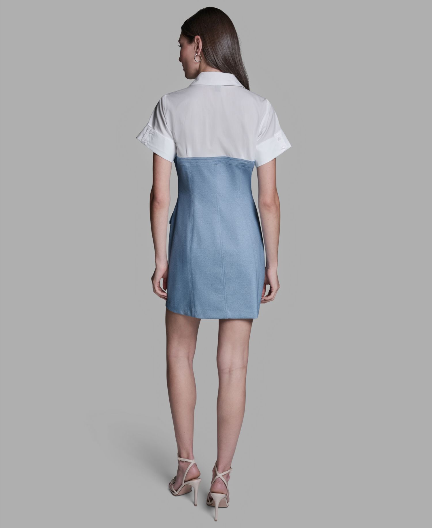 Women's Collared Neck Short-Sleeve Mini Dress