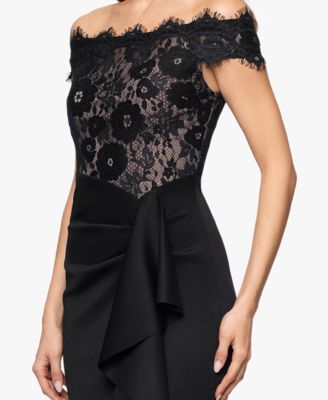 Petite Lace Off-the-Shoulder Ball Gown