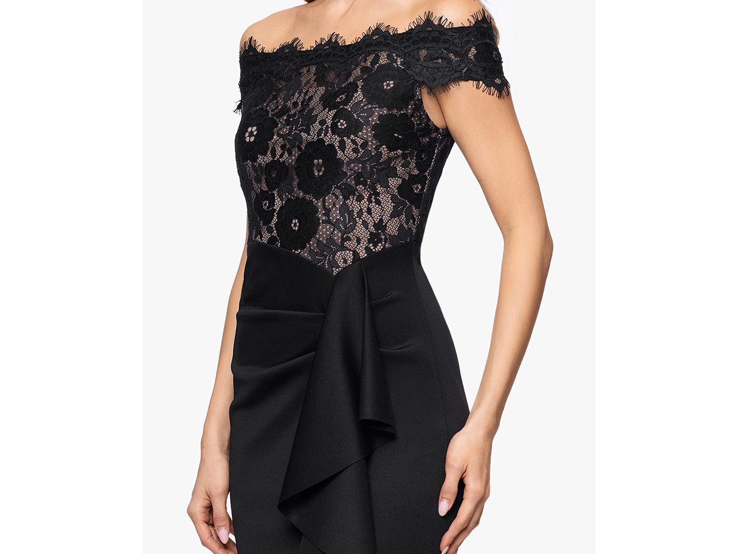 Женские платья Betsy & Adam Off-The-Shoulder Maxi Gown, цвет: Чёрный телесный — фото 3