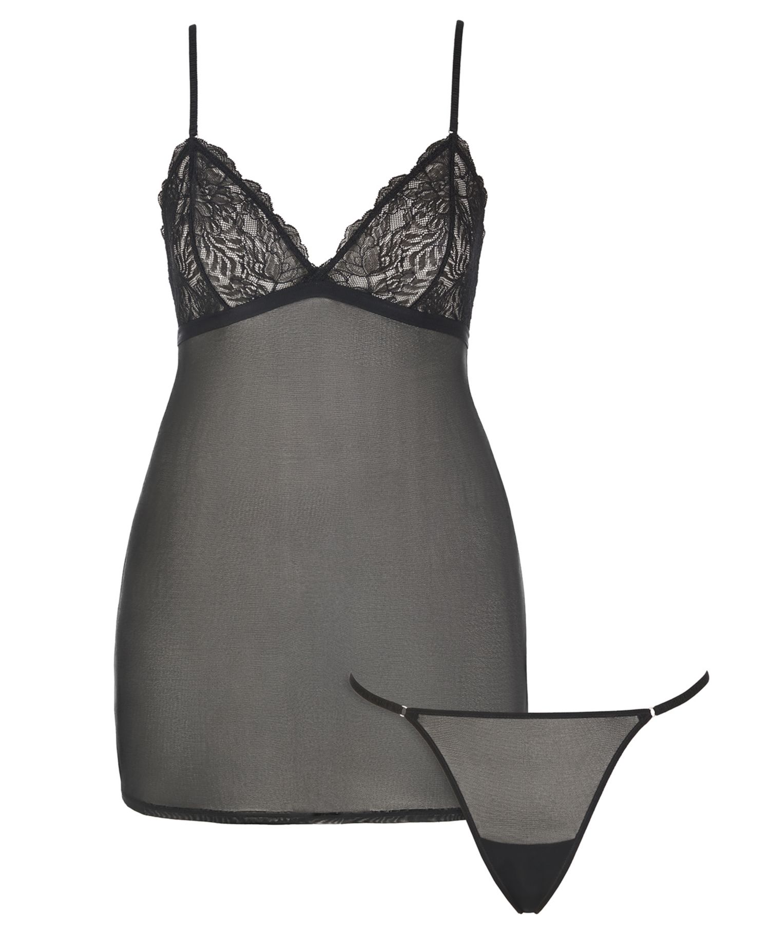Women's Luxe Lace Chemise String Thong Set G8457