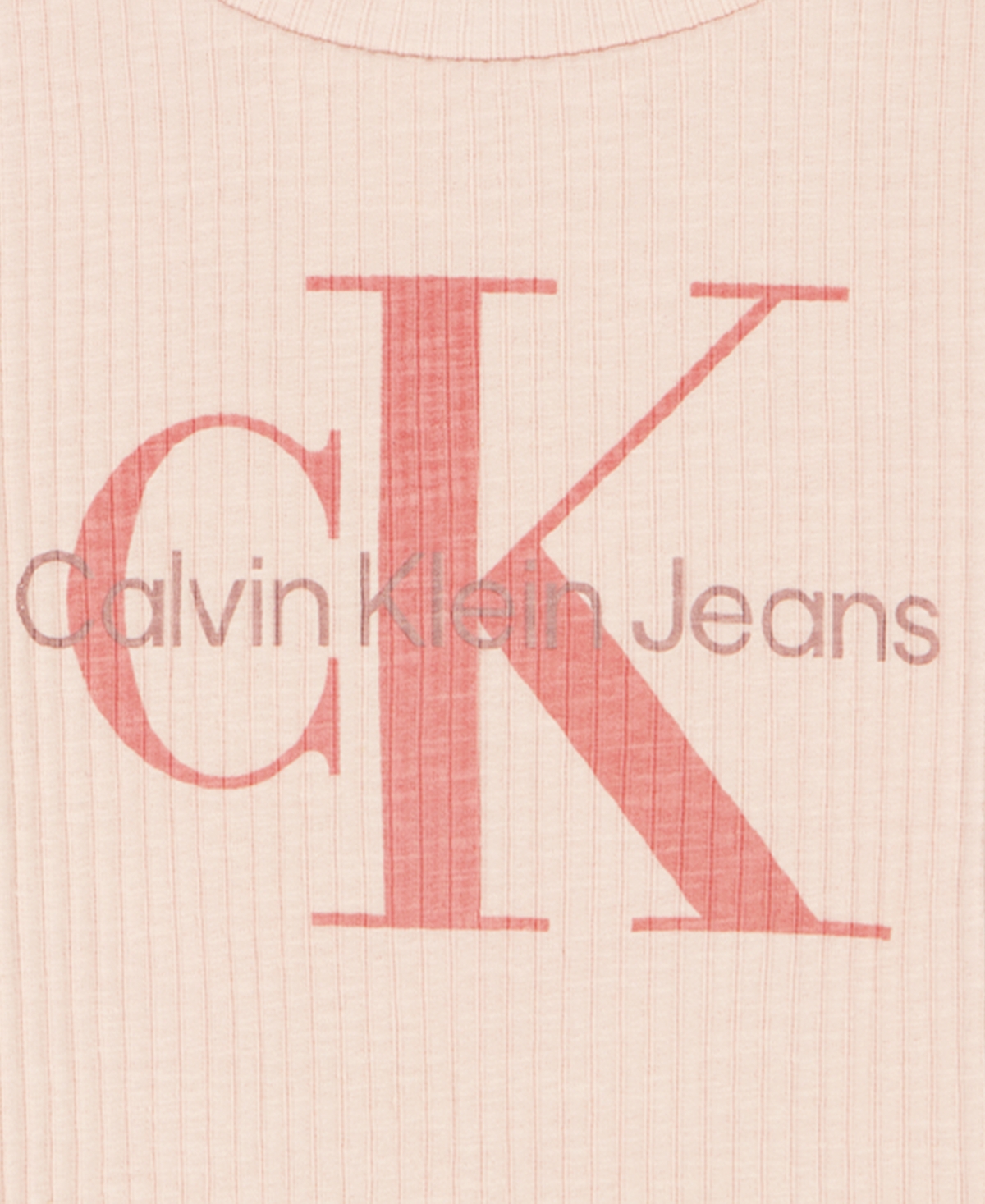 Calvin Klein Girls' 7-16 Ck Logo Chunky Rib Short-Sleeve Top