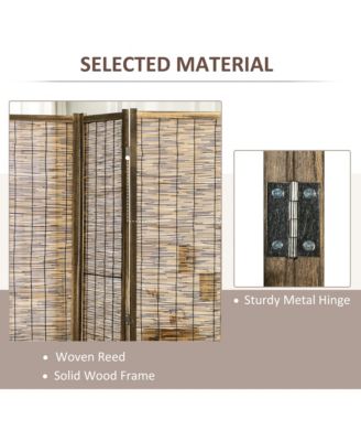 Woven 4 Panel Room Divider, 5.5' Tall Folding Privacy Screen,