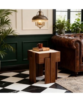 2-Tier Farmhouse Side Table, Engineered Wood Sofa or Bedside Storage Stand