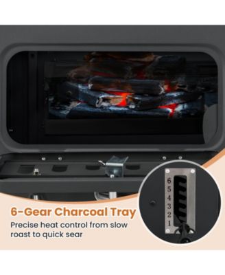 24-Inch Barrel Charcoal Grill with 2 Folding Side Tables and 544 sq.in Cooking Area