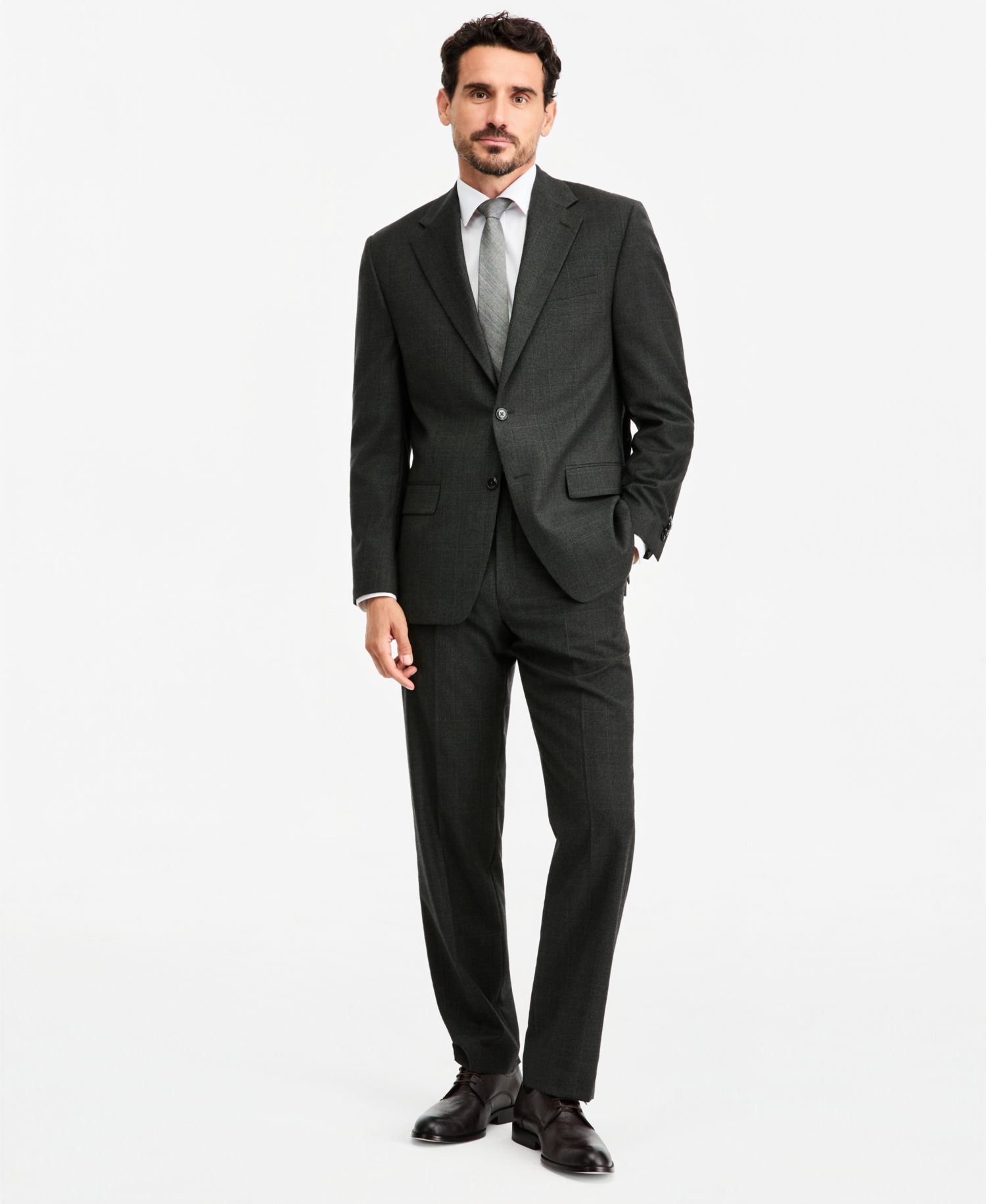 Men's Classic-Fit Wool-Blend Stretch Plaid Suit Separate Pants