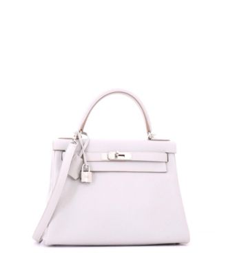 Kelly 28 Handbag Grey Clemence with Palladium Hardware