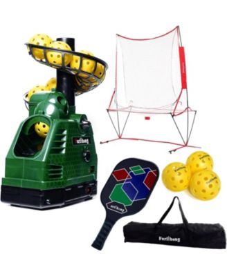 Complete Pickleball Starter Kit with Automatic Launch Machine Ball Recycling Net Paddle
