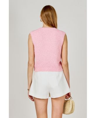 Women's Textured Sleeveless buttoned vest Top