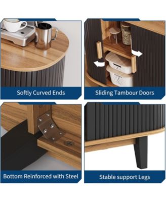 40" Fluted Sideboard Buffer Cabinet, Storage Cabinet with Sliding Door & Adjustable Shelf, for Living & Dining Room Kitchen Hallway