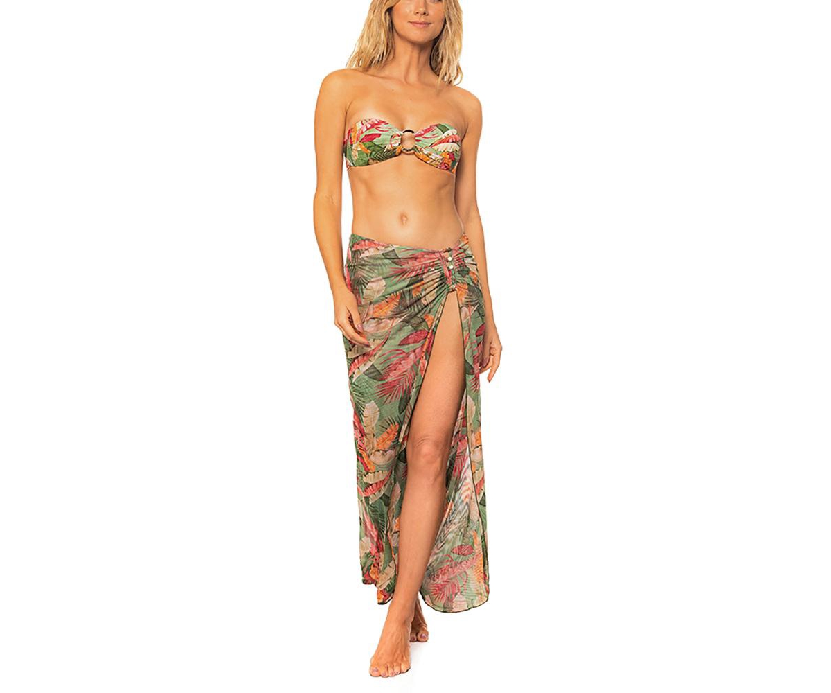 Guria Beachwear Women's Side Slit Long Skirt Cover-up - Forest green