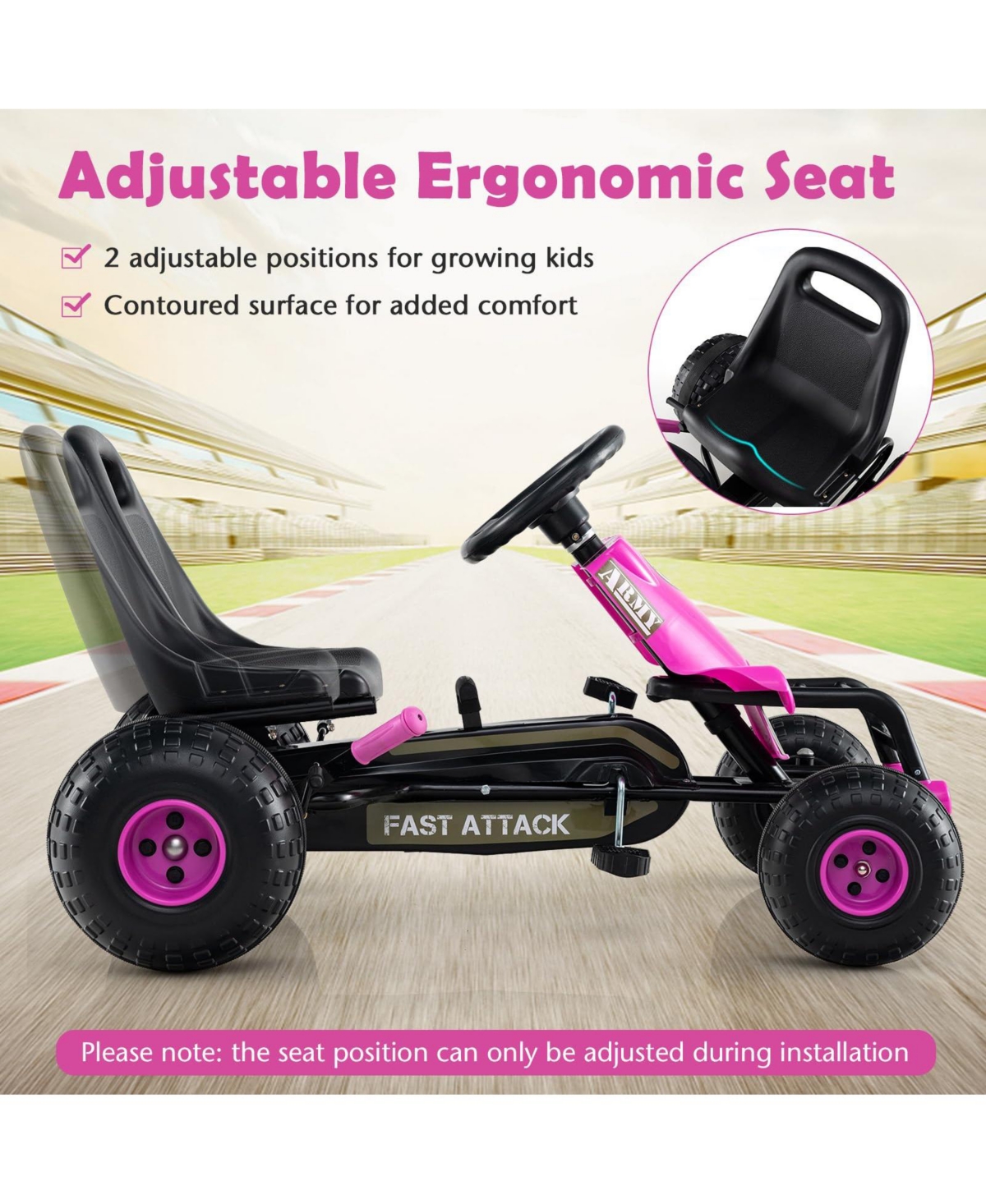 Mecale Kids Pedal Go Kart with Steering Wheel and Gear Shifter and Handbrake