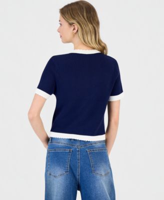 Bennet Rib Knit Short-Sleeve Sweater