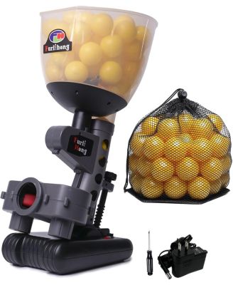 Baseball Pitching Machine with 60 Ping Pong Balls, Adjustable Angles, Battery or AC Powered for Hitting Accuracy