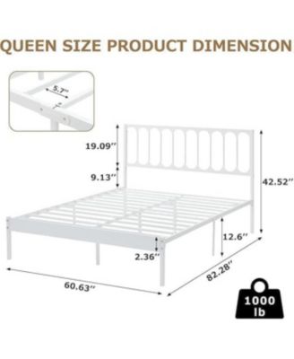 Queen Metal Bed Frame with Wave Headboard & 2 Drawers, Strong Support, No Box Spring