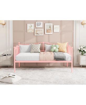 Sofa Bed Frame with Heart-Shaped Decoration and Steel Slat Support, Space-Saving, No Box Spring Needed, for Apartment, Living Room