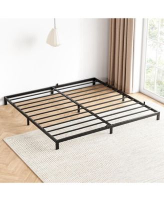Metal California King Bed Frame, 6 Non-Slip Mattress without Headboard, Sturdy Heavy Duty Bed Frame with Reserved Holes