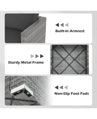 Set of 3 Patio Sectional Sofa Set PE Rattan Modular Couch Furniture Set w/Cushions