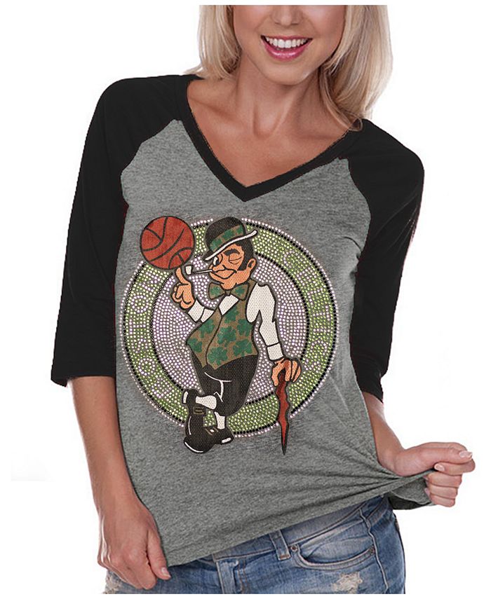 Gameday Couture Women's Boston Celtics Bling Rhinestone Raglan T