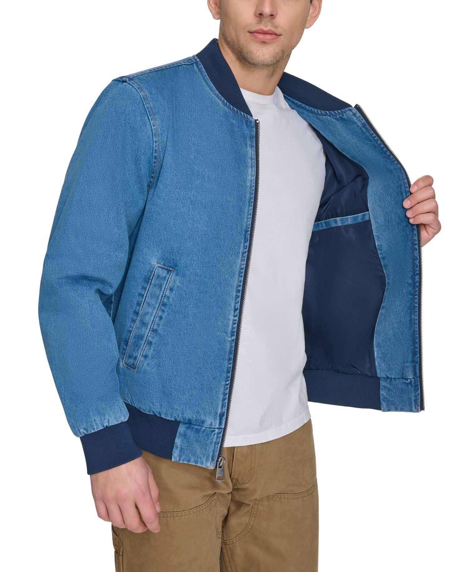 Men's Flight Full-Zip Denim Bomber Jacket
