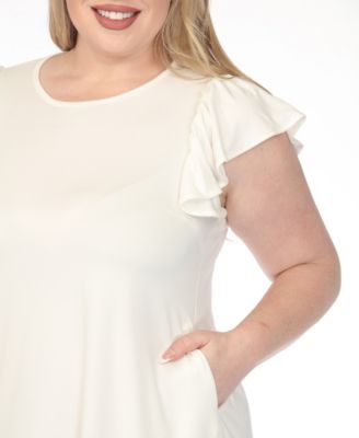 Plus Size Crew Neck Ruffle-Sleeve Dress