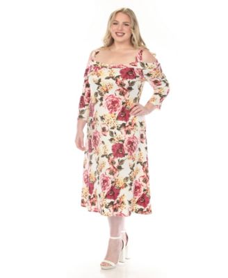 Plus Size Cold Shoulder 3/4 Sleeve Dress