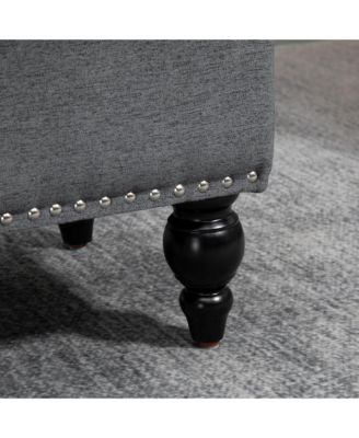 25" Button-Tufted Storage Ottoman with Removable Lid,