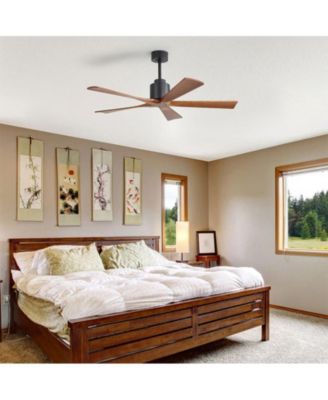 52-inch Modern Black 5-Blade without Light Ceiling Fan with Remote Control and Timing Function