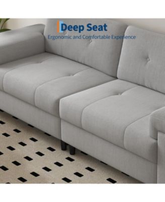 3 Seater Couch for Living Room, 85" Modern Chenille Cloud Sofa with Adjustable Armrest & Removable Backrest, Comfy Deep Seat Couches