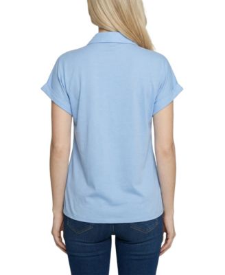 Petite Short-Sleeve Roll Cuff Blouse